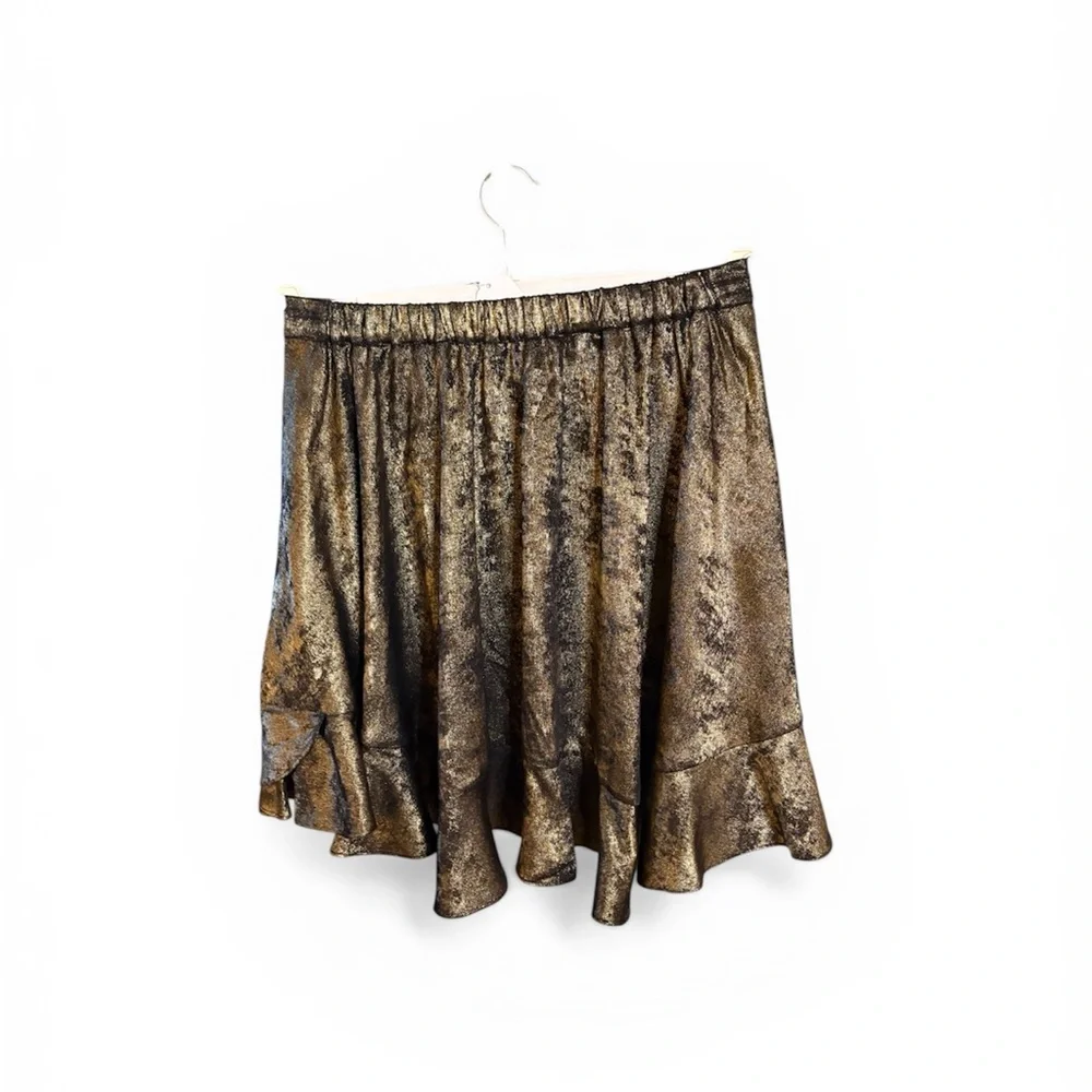 Zadig & Voltaire Jurins Gold Jupe Flared Peplum Hem Ruffle Skirt - Picture 3 of 6